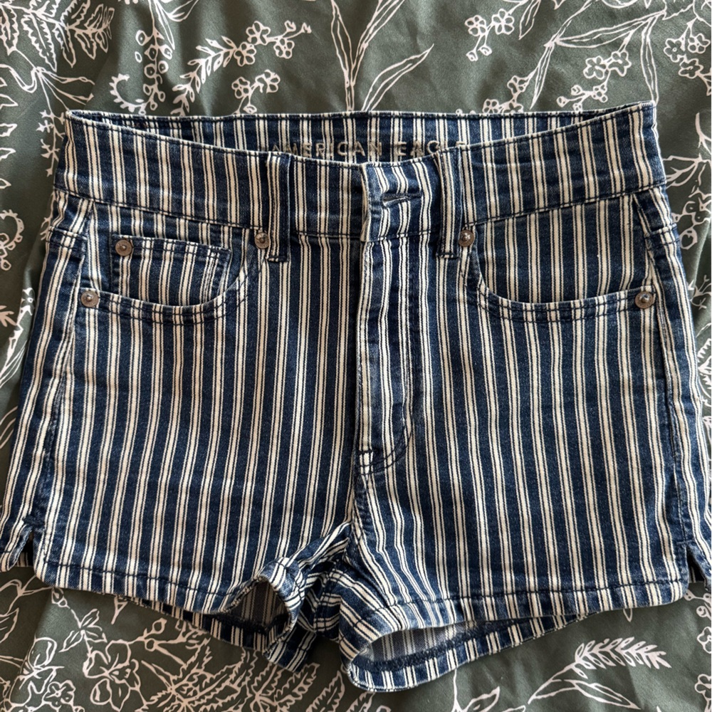 American Eagle Outfitters Blue and White Striped Shorts